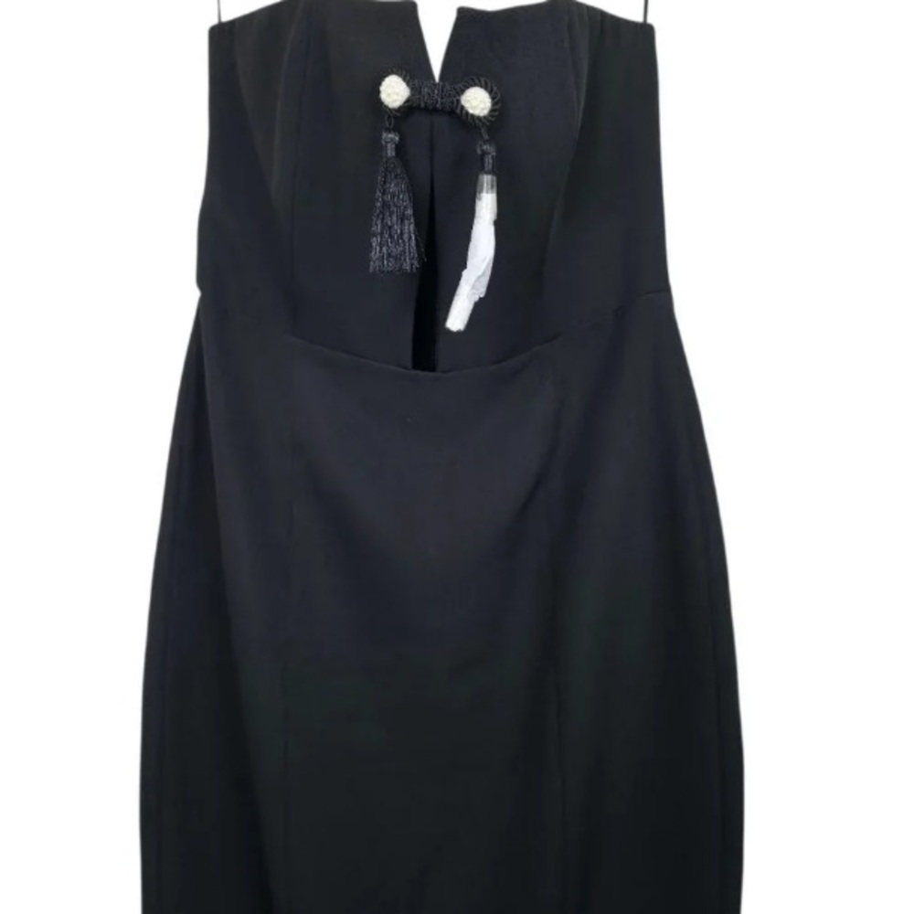 Sau Lee Imani Gown Black Tassel Strapless Keyhole Maxi Dress - Picture 4 of 8
